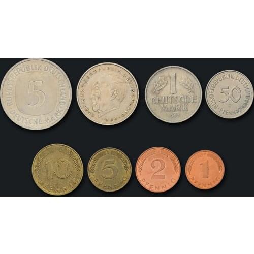 Federal Germany Set 8 Coins Original True Real Genuine Coin European Collectible Gift UNC
