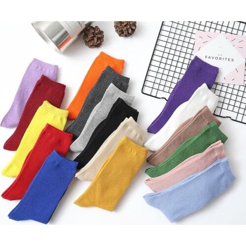 2pairs/lot Colorful Women Socks Japanese Style Harajuku Skate Socks Solid Breathable Comfortable College Style Cotton Socks
