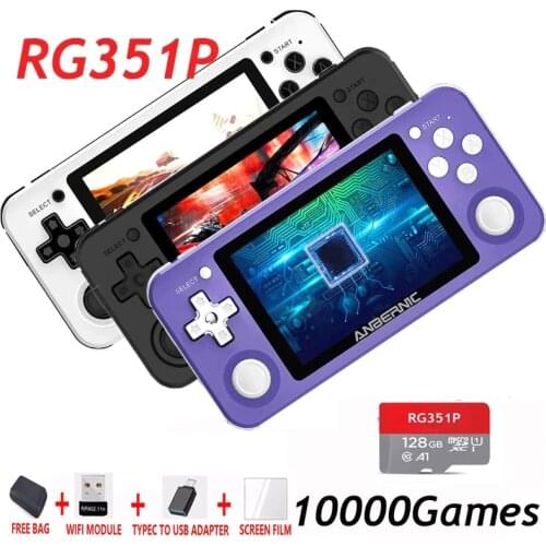 NEW RG351P Powkiddy Retro Game Console Linux System PC Shell PS1 N64 Game Player Portable Pocket Handheld Game Console gift