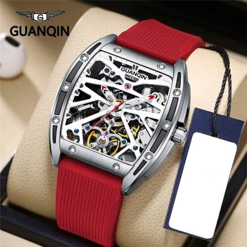 2021 New GUANQIN Design Mens Mechanical Wristwatch skeleton luxury automatic watch for men Sapphire crystal clock Tourbillon