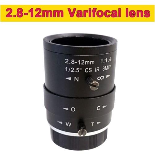 3MP HD CCTV Camera Lens 2.8-12mm Varifocal HD Megapixel Fixed Iris Security Camera Lens Manual Zoom & Focus CS Mount