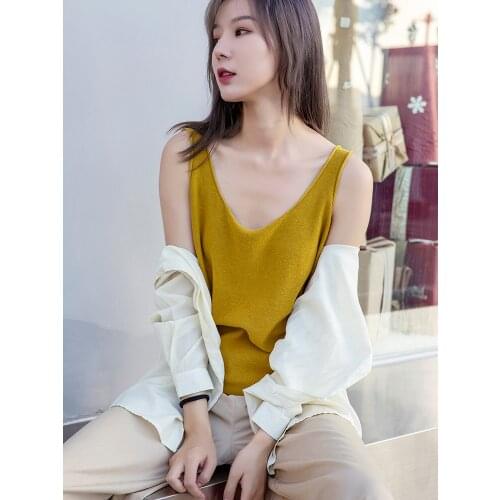 Woolen Pure Color Solid Yellow Free Size Designer Vest Woman Sweater Tops Women Clothing Nice chaleco punto mujer Clothes