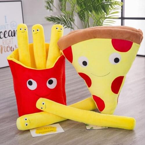 Plush Doll Cartoon Creative Simulation Pizza French Fries Design Sofa Pillow Stuffed Plush Doll Soft Cushion Pillow Gift
