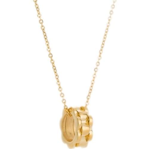 Gold-Color 316L Stainless Steel Charms Gear Pendants Necklaces Jewelry