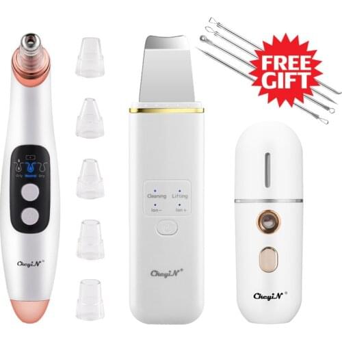 Professional Face Cleansing Kit Vacuum Blackhead Remover Ultrasonic Skin Scrubber Nano Facial Sprayer Electric Face Clean Set 31