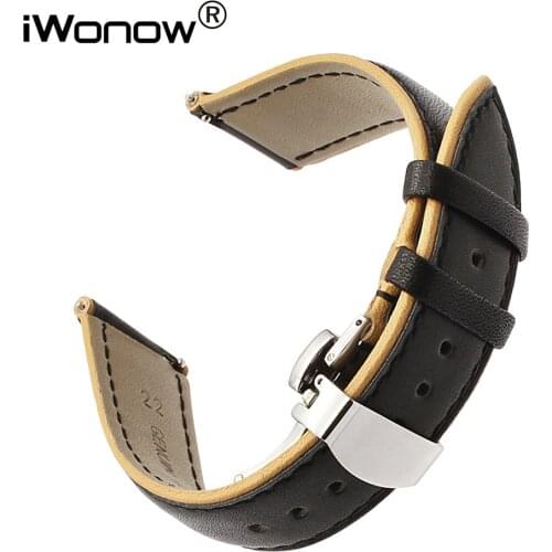 22mm France Genuine Calf Leather Watchband for Diesel DZ Fossil Timex Armani Double Color Watch Band Quick Release Wrist Strap