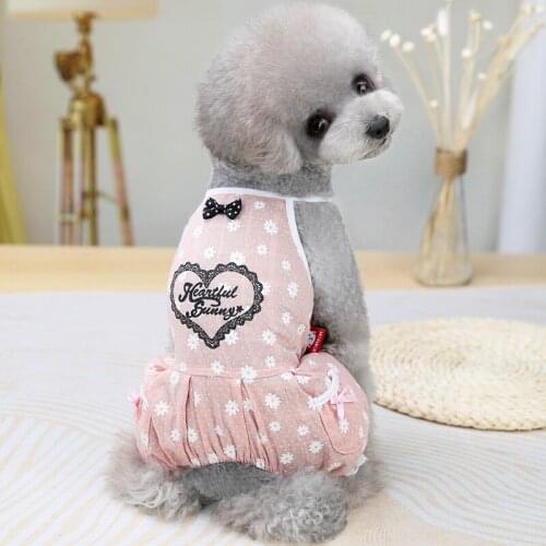 Pink Bows Jumpsuit Pajamas Pet Puppy Tracksuit Breathable Puppy Costumes With Pants Pomeranian Shih Tzu Poodle Vest Coat Product