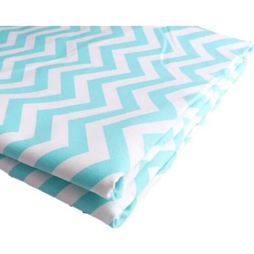 Twill Cotton Fabric Blue Chevron Stripes for Dresses Cushions Blanket Sewing Cloth Bed Sheet Textile 150x50CM Tissue DIY