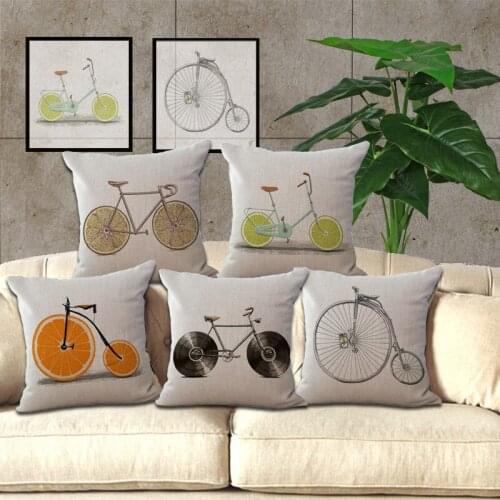 High Quality 1 piece Cute Cartoon Bicycle pattern Seat hug pillow cover Decorative Home Chair Throw Pillows Case 45*45cm T1002