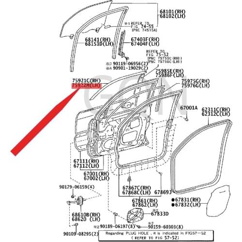 Left side shading film 2002-Toy ota LAN DCR UIS ERP RA DO left front door and window trim strip left front door black sticker