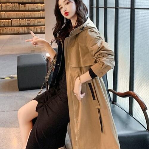 Windbreaker Women Mid-length 2021 Fashion Style Korean Trench Coat Casual Loose Spring Autumn Temperament Popular Jacket Female