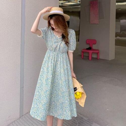 Womens Summer Fashion Maxi Dress Short Sleeve Square Collar Ladies Print Dreeses Vestidos for Femela Lady Office Dress