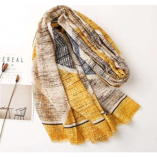 Abstract Design Women Hijab Scarf Geometric Warm Large Shawl Wrap Thin Soft Neckwear NEW