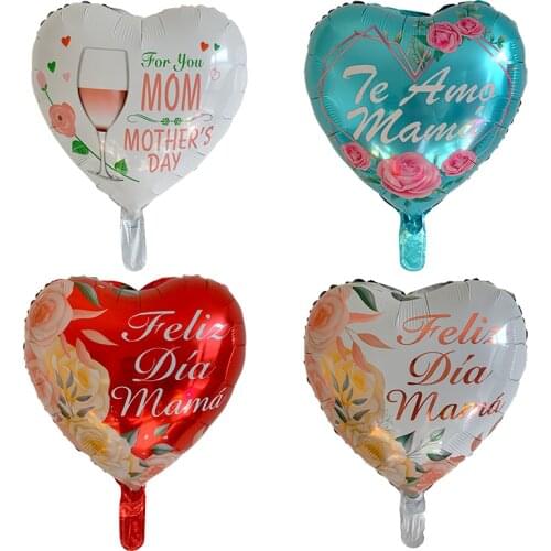 10pcs 18inch Spanish Happy Mothers Day Helium Globos Feliz Dia Super Mama Foil Balloons father mother Party Decoration Baloes