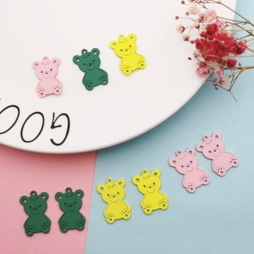 10pcs Bear Enamel Charms Spray Paint Bear Design Alloy Charms Pendants DIY Jewelry Finding Earring Charm Accessory 17*25mm YZ798