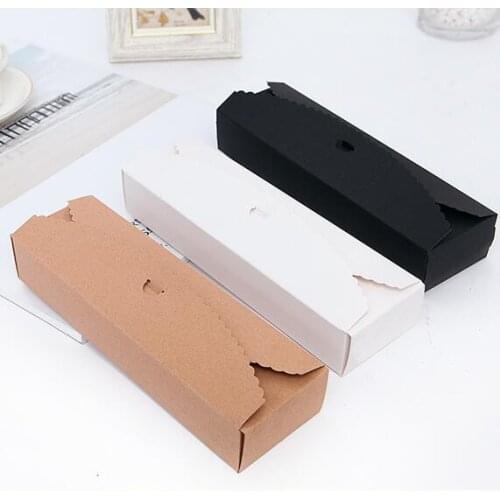 20pcs 23*7*4cm Kraft Gift Boxes Brown/White/Black/Red Paper Macaron Box Blank Storage DIY Wedding Cake Boxes