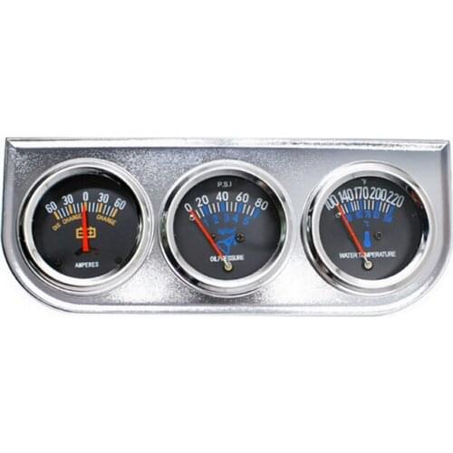 3 In 1 Kit Car Gauge ( Ammeter+ Water Temperature + Oil Press) Chrome Holder Triple Meter