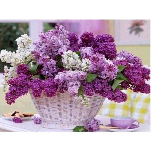 3D DIY Diamond Painting Flowers of Basket Crystals cross stitch kits diamond embroidery Lilac mosaic rhinestones A047R