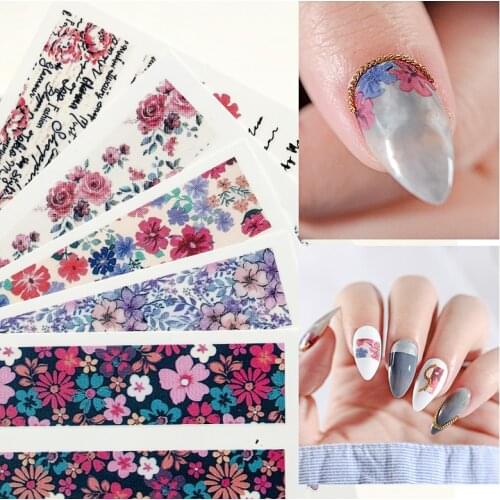 3D Nail Stickers Decals 1 sheet Rose Letter Floral Flower Rose Adhesive Stickers Nail Art Tattoo Decoration Z0151