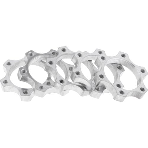 5Pcs Heavy Duty 44mm Bicycle Free Wheel Threaded Hubs Nut 6 Bolt Disk Disc Brake Flange Adapter