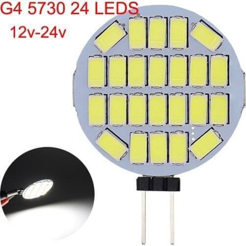 50pcs 12V 24V G4 LED Bulb Mini Car Boat Ship Truck Spotlight 5730 24 leds 3w G4 Corn Light Chandelier Crystal Cabinet Light
