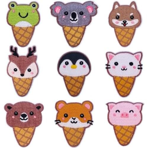 50pcs/lot Embroidery Patch Ice Cream Anime Animal Clothing Decoration Sewing Accessories Diy Iron Heat Transfer Applique