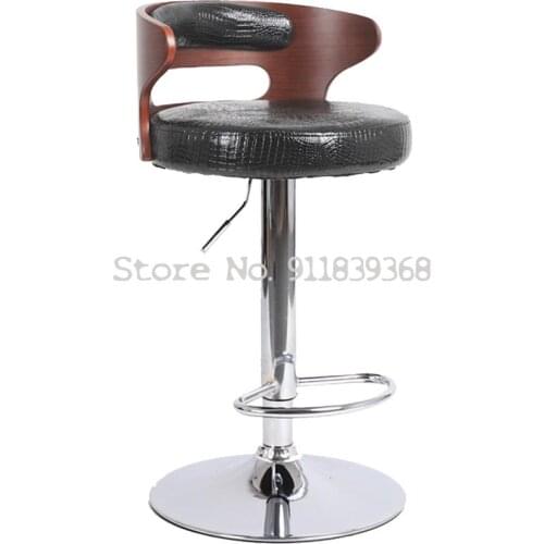 European Style Bar Chair Wooden Back Up And Down Rotation Modern Simple Bar Chair Bar Stool High Footed Stool Cashier Chair Fron