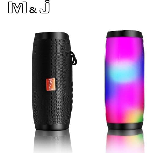 Wireless Bluetooth Speaker LED Portable Boom Box Outdoor Bass Column Subwoofer Sound Box with Mic Support TF FM USB Subwoffer