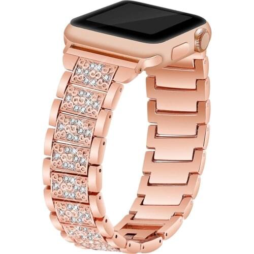 Stainless Steel Diamond Strap Suitable For Apple Watch Series 5 4 3 2 1 38 mm 40 mm 42 mm 44 mm Luxury Bracelet Fashion Ladies