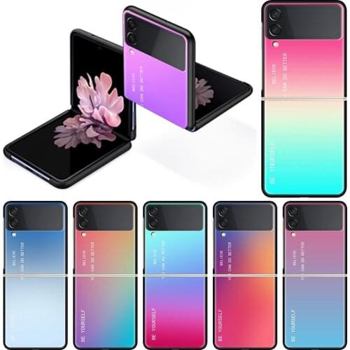 Gradient BE YOURSELF Case for Samsung Galaxy Z Flip 3 Hard Silicone Tpu Funda Shockproof Cover Luxury Phone Shell