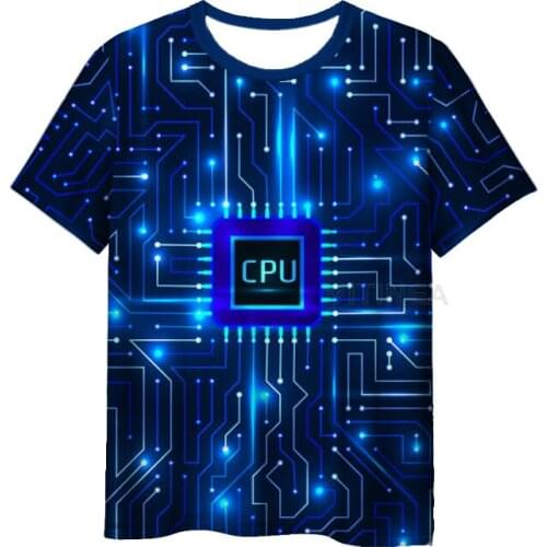 New Fashion Chip 3D Print Electronic Mens Womens T-shirt Casual Style Design Short Sleeves Summer Handsome Tee V20