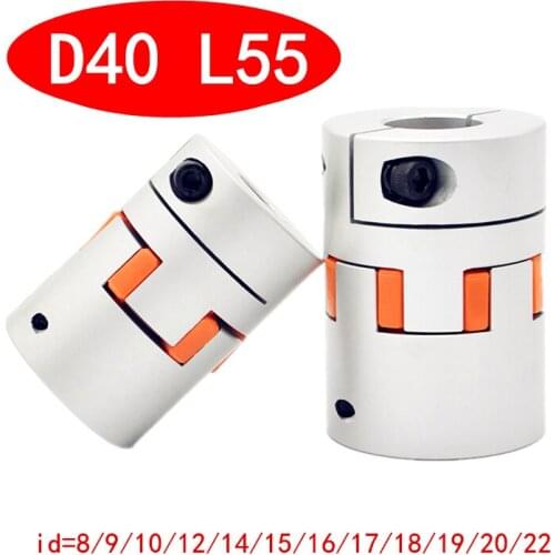 1pc Flexible plum clamp coupler D40 L55 shaft size CNC Jaw shaft coupling ID 8 10 12 12.7 14 15 16 17 18 19 20 22mm