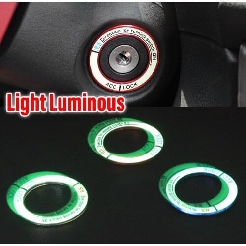 JEAZEA Color Night Vision Light Luminous Ignition Switch Sticker Glow Key Ring Hole Cover for Car Styling Interior Accessories