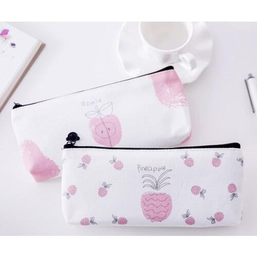 DL South Korea stationery creative small fresh fruit bag large canvas pencil box student storage products Exquisite