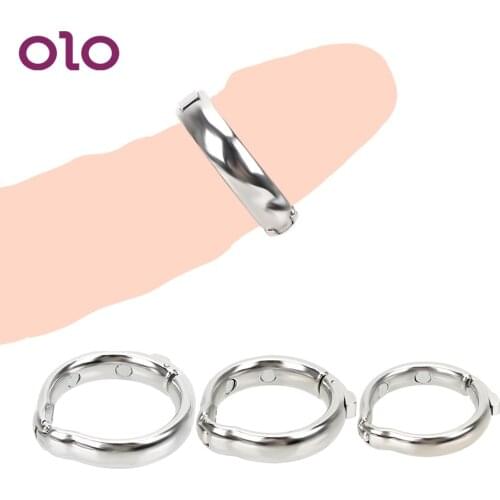 OLO Magnet Cock Ring Foreskin Correction Penis Ring Delay Ejaculation V Type Metal Adjustable Size Penis Sleeve Sex Toys For Men