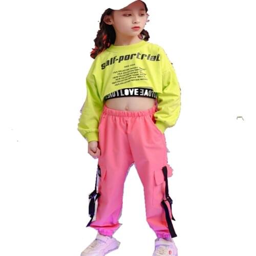 Girls Jazz Dance Costume Childrens Hip Hop Navel Sequin Drum Show Costume Cheerleader Costume Childeren Hip Hop Top Crop