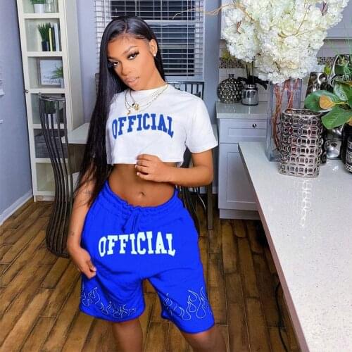 TNNAOFF Letter Print Loose 2 Piece Tracksuits Women Set Short Sleeve T Shirt Summer Sexy Biker Shorts Lounge Wear Matching Sets