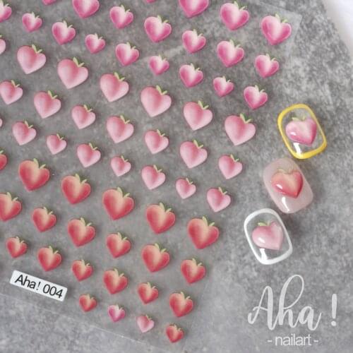 Sweet Peach Pink Nail Stickers Designer Summer Fruit Series Nail Art 3D Decals Adhesive Foil Tips For Manicure Polish Sticker
