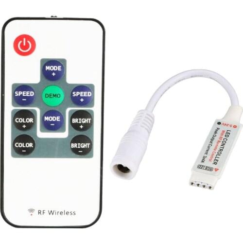 DC 5-24V Mini LED Controller Dimmer Box 10 Keys RF Remote Control for RGB Light Strip