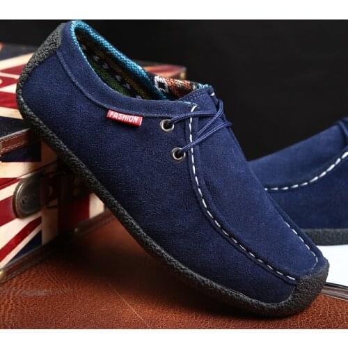 Classic British Style Men Shoes Leather Casual Shoes Comfort Suede Driving Shoes for Men Winter with Fur Warm Footwear for Male