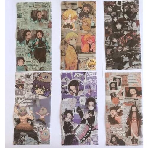 6Pcs/Set Anime Demon Slayer: Kimetsu No Yaiba Sticker My Hero Academy Paper Stationery Stickers