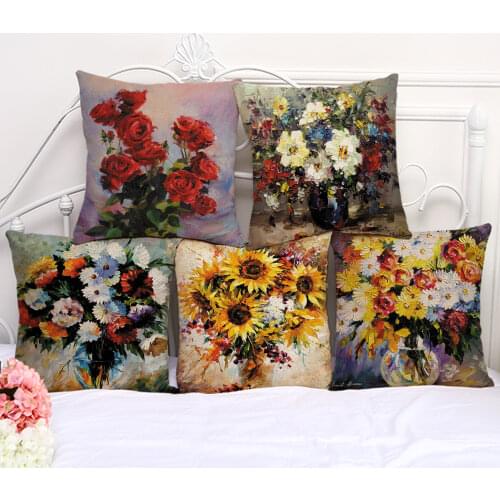 Pillowcases 45x45cm Home TextileBar Coffee Shop for Pillows Covers Pilow Cover Vintage Flowers Pattern