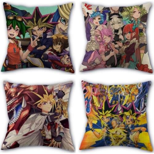 Nice Yu-Gi-Oh! Anime Pillowcase Cotton Linen Fabric Square Zipper Pillowcase 45X45cm Wedding Decorative Pillow cover 01-11
