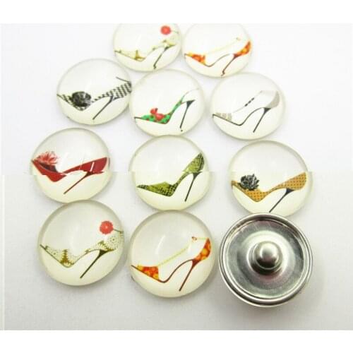 New 20pcs/lot Mix High Heeled Shoes Snap Buttons For 18mm Ginger Snap Bracelet&Bangles DIY Snap Button Jewelry Charms