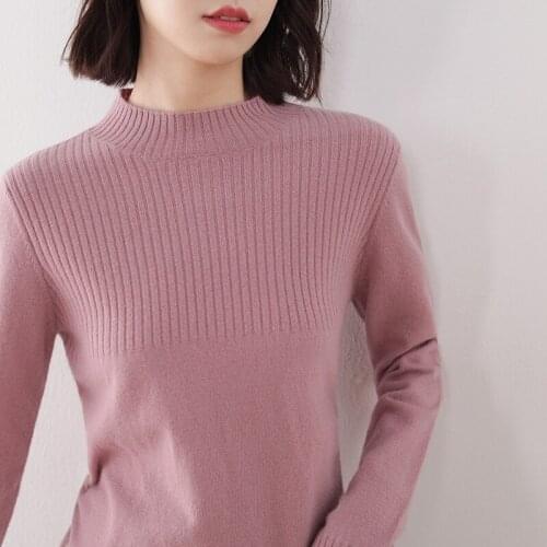 New Arrival Women Knitwears 100% Autralian Wool Knitted Pullovers 5Colors Vneck Long Sleeve Soft Ladies Sweaters Standard Cloth