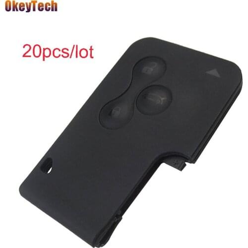 OkeyTech 20pcs/lot Remote Car Key Shell 3 Button For Renault Megane 2 3 Clio Grand Case Cover Auto Car Key Smart Card No Blade