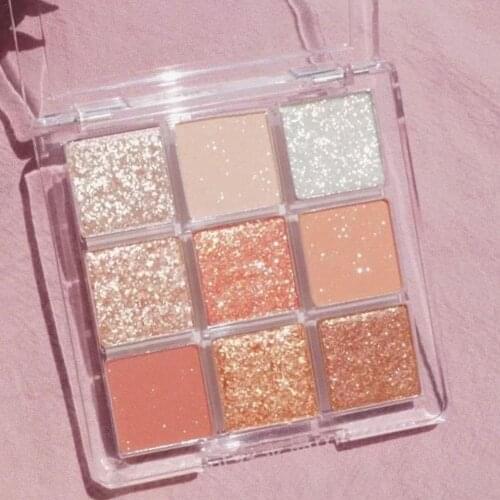 9 Colors / Set Acrylic Eyeshadow Palette Pearlescent Grid Makeup Matte Earth Eyeshadow Nine Long Color Lasting Eye Square Q3S9