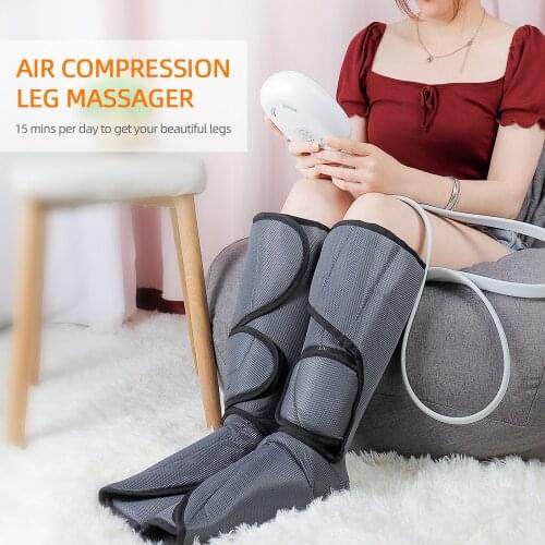 Presstherapy Leg Massager Apparatus Air Compression Heated Physiotherapy Foot and Calf Massage Relaxation Handheld Controller