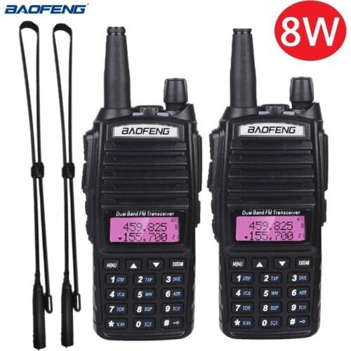 2PCS Real 8W Walkie Talkie Baofeng UV-82 Ham Radio Transceiver VHF UHF Portable CB Radio Station Transmitter for Hunting UV82