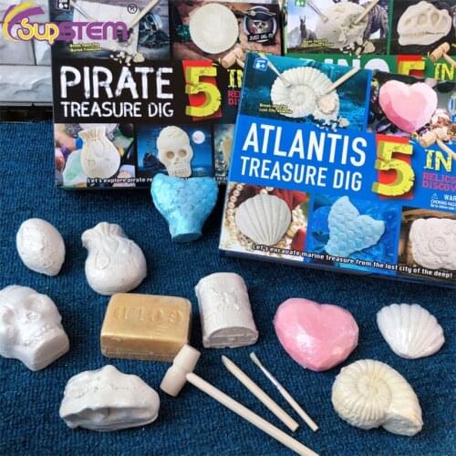 Educational Fossil Excavation Toys DIY Archaeological Dig Series Tools Assembly Pirate Dinosaur Model Kids Birthday Holiday Gift